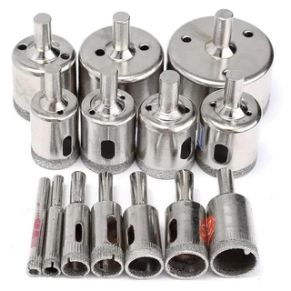 Jogo 15/20 Brocas Diamantadas Serra Copo furar Vidro Granito Ceramica 3 a 50 mm kit ferram