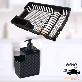 Utensílios para cozinha Escorredor de Louças Pratos  Porta Detergente  Rodinho Rodo de Pia