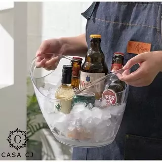 Balde de Gelo Transparente 4 litros com Abas Laterais Bacia de Resfriamento de Bebidas com