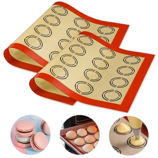 KIT Tapete De Silicone E Fibra De Vidro Antiaderente Culinário Assar Biscoitos Macarons Fo