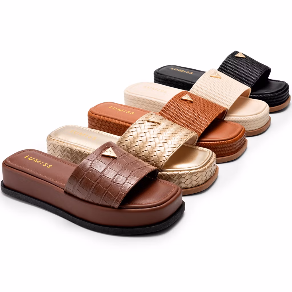 Tamanco Feminino Lumiss Sandália Flatform Chinelo Confortável Juta