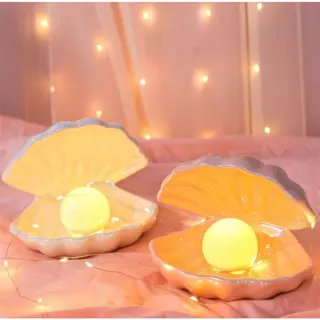 Luminária Noturna de Ambiente: Pérola e Concha com Luz Suave