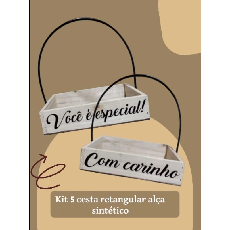 Kit 5 Cestas FRASES para presentes, cestas de chocolates, café da manhã
