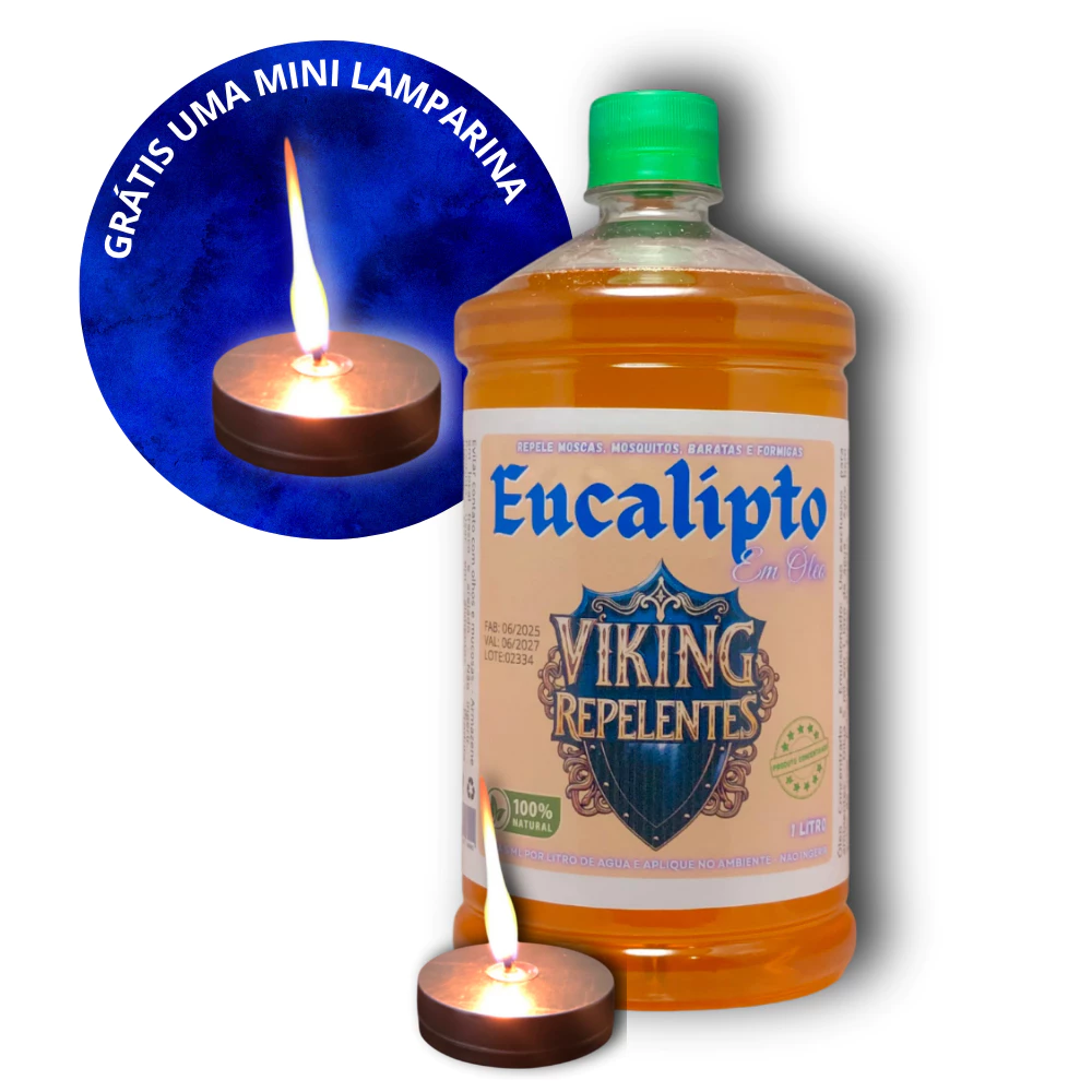 ÓLEO DE EUCALIPTO 1 L + 1 MINI LAMPARINA DE BRINDE - REPELENTE NATURAL