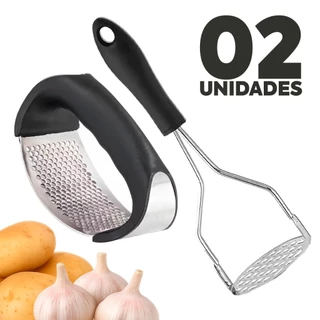 Amassadores Inox de Batata e Espremedor de Alho para Cozinha