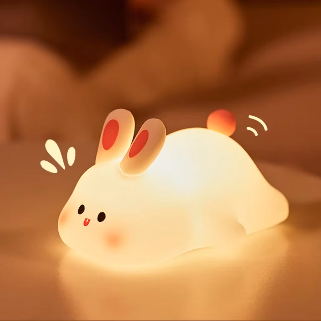 Toque Recarregável Lâmpada De Silicone Coelho Coelhinho Noturna RGB Dimerizável Recarregável De USB