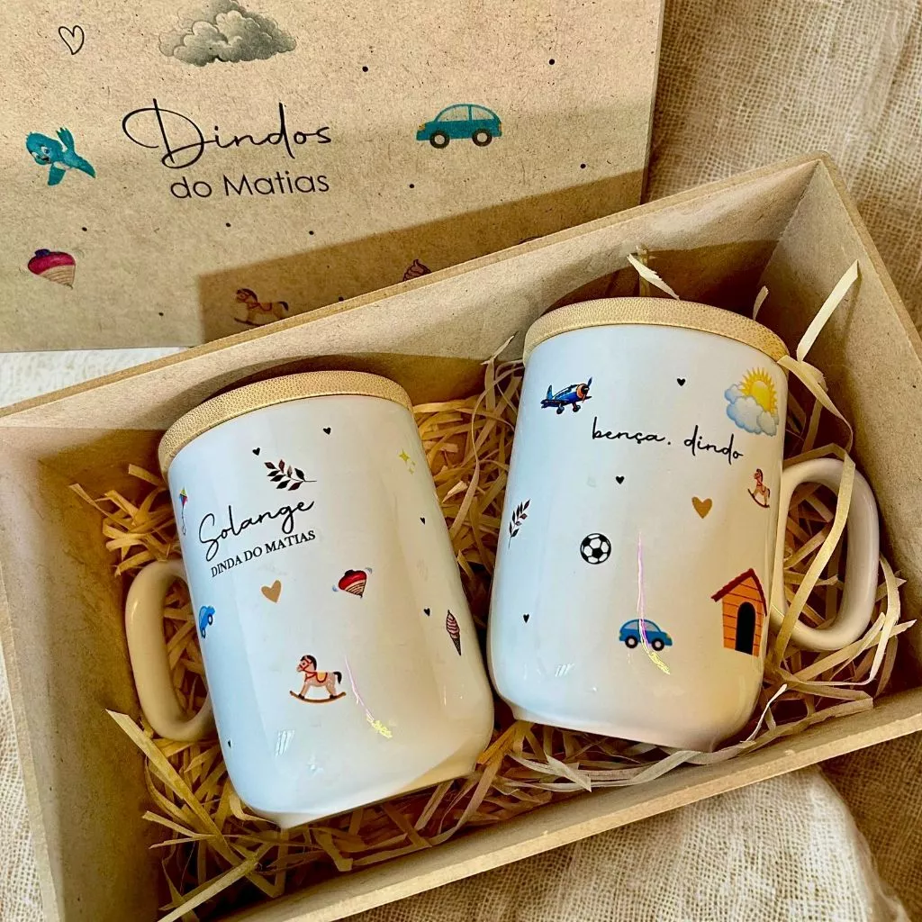 Envio Rápido Kit Luxo Presente Padrinhos De Batismo Minimalista Luxo