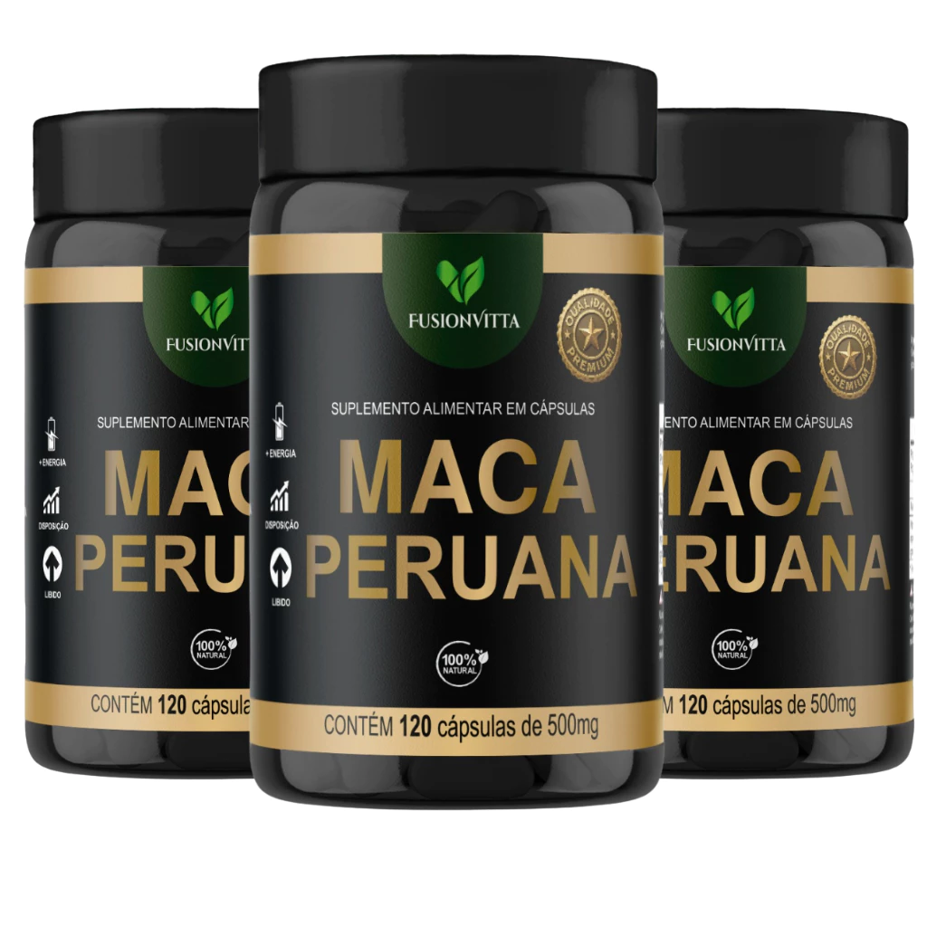 Kit Com 3 Maca Peruana 120 Capsulas 500mg FusionVitta