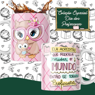 Caneca Personalizada Dia dos Professores para Professora e Professor de Porcelana + Caixin