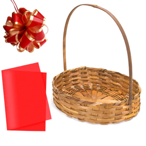 Kit Cesta Cafe da manha Cesta Bambu, Laço e Papel Seda Ideal para Montar seu Presente Namorado Marido Esposa