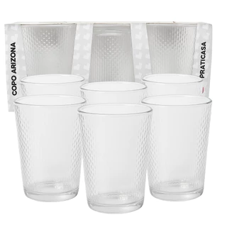 Jogo 06 Copos de Vidro Transparente Arizona 200ml - Sofistição e Elegância