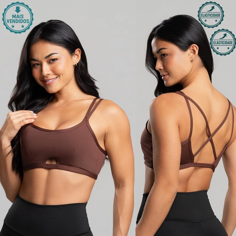 Top Fitness Feminino Alça Fina Academia com Forro zero Transparência