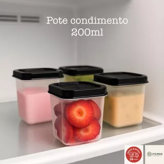 Jogo até 24 Potes 200ml kit - Mantimento - Plástico - Hermético - Multiuso - Porta tempe