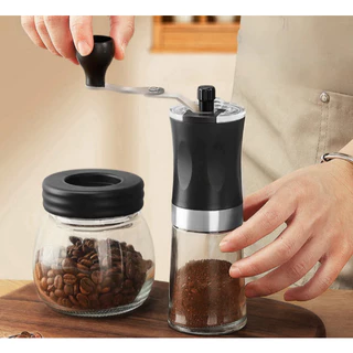 Moedor De Café Manual Plástico Vidro Aço Inox Com Moagem Grossa Ou Fina Portátil Preto Res