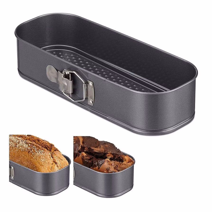 Forma Para Pao Fundo Falso Antiaderente Oval Com Trava 31x12x7cm 2,5Litro em aço Carbono