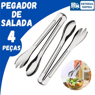Kit 4/2 ou 1 Pegador Inox para Salada Universal para Massa Churrasco Carne Cozinha para Re