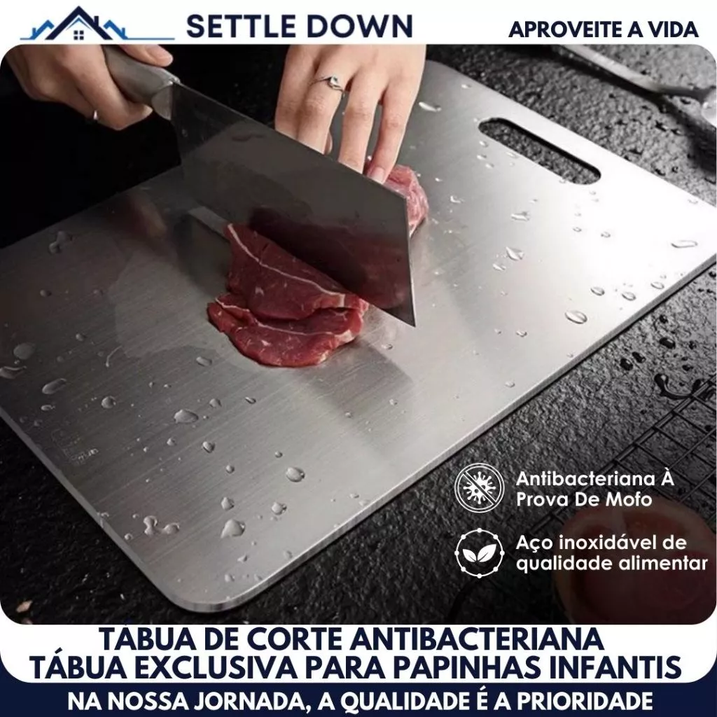 Tábua De Corte 304 Aço Inoxidável Antibacteriana À Prova De Mofo 46*30cm Tábua de Cortar Carne Coisas Para Cozinha