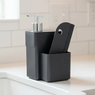 Dispenser Detergente Sabão Para Cozinha Pia Porta Detergente E Esponja Com Rodo Suporte Pa