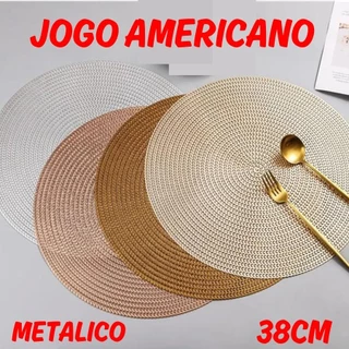 Kit 4 Ou 6 Jogo Americano 38cm Metálico Redondo Elegante Para Mesa De Cozinha Descanso De