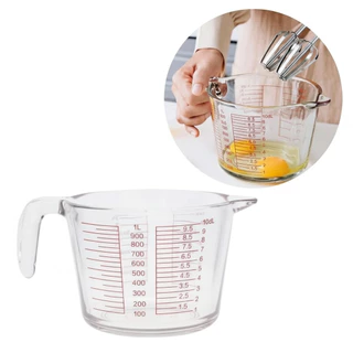 Jarra Medidora 1 Litro De Vidro Temperado Alça Resistente Copo Receitas Cozinha Graduada M