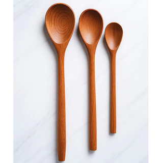 Kit 3 Colheres De Pau Madeira Maciça Polida - Utensílios De Cozinha - Envio Imediato