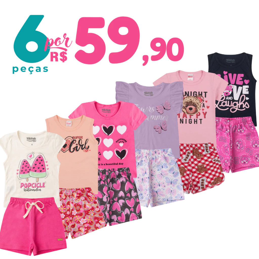 Kit Roupas Infantil Menina Verão