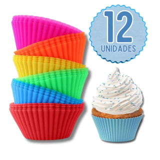 Conjunto com 12 Forminhas de Silicone Redondas | Mini Formas para Cupcake, Muffin e Doces