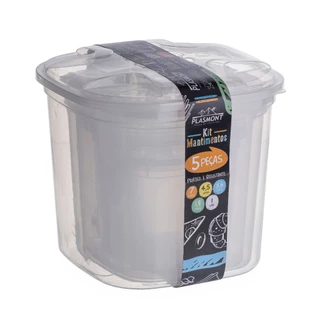 Kit Mantimento Conjunto 5 Potes Com Tampa BPA FREE Organizador De Alimentos Pote Hermético