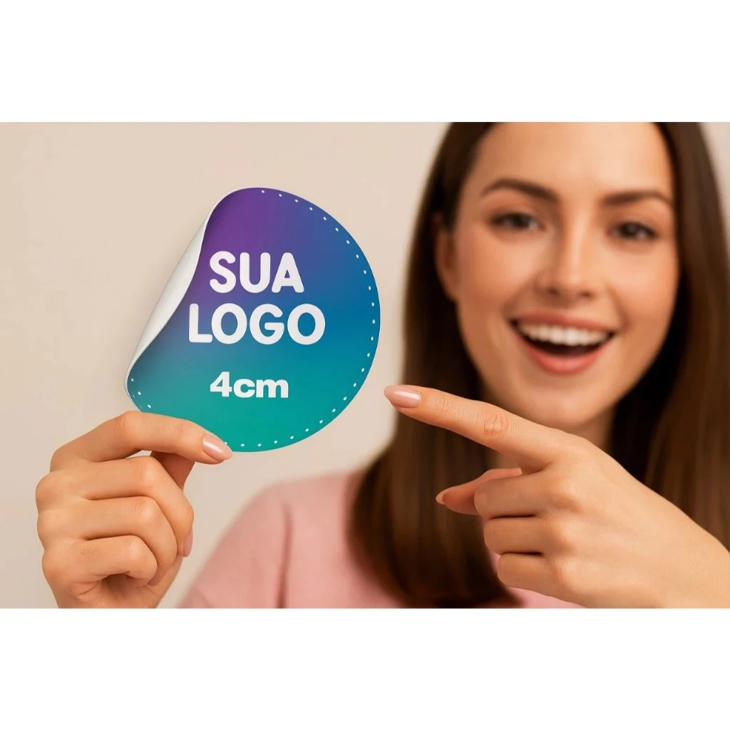 Etiquetas Adesivas 4x4cm Personalizados Adesivo Couchê Qualidade Premium