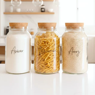 Potes Grandes 3,2L para Mantimentos | Vidro, Porta Mantimentos, Pote Arroz, Feijão | Varia