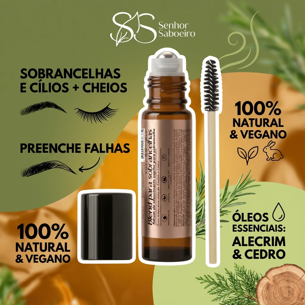 Blend Roll-on para Sobrancelhas e Cílios com Rícino, Alecrim e Cedro 10ml