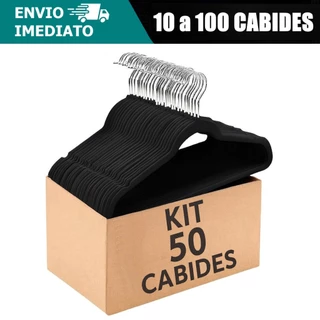 Cabides De Veludo Kits 10/50/100 Slim Preto Resistente Antideslizante Rotação 360° Ultrafi