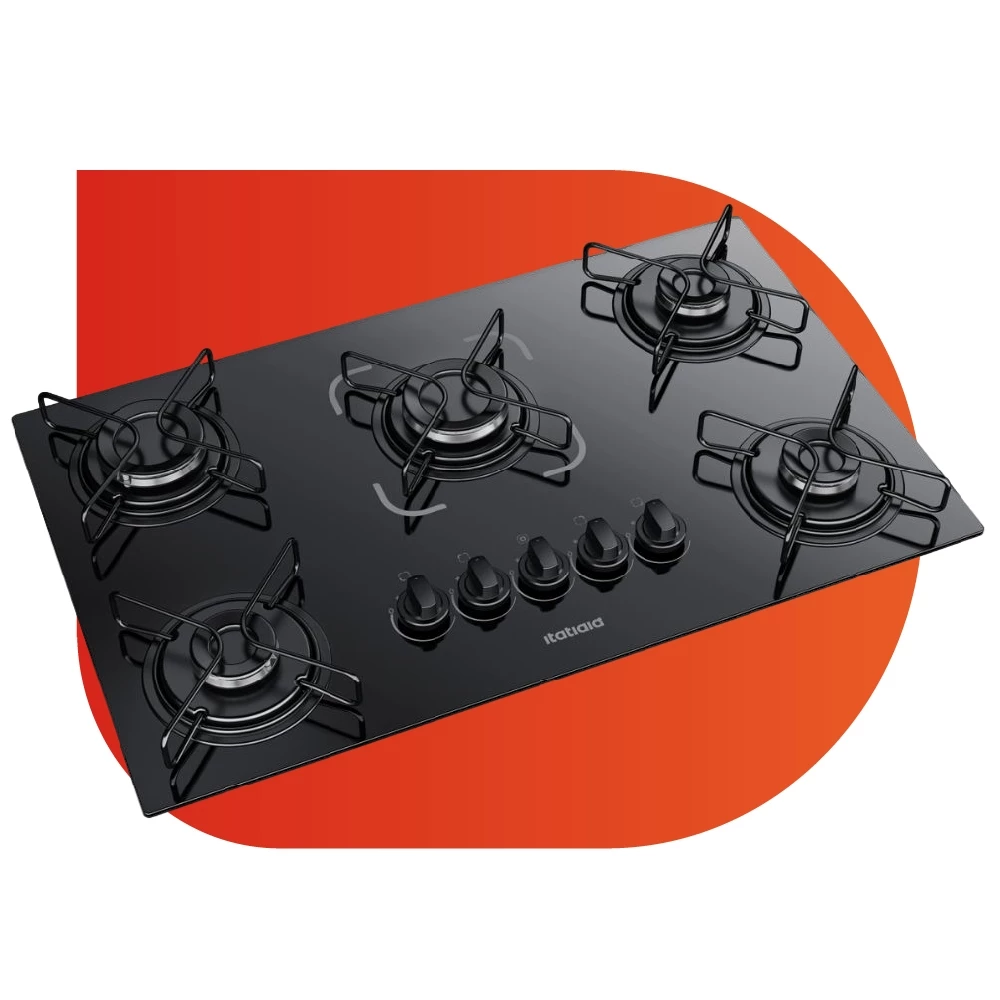 🔥 Cooktop Itatiaia Essencial 5 Bocas Mesa Vidro Preto Bivolt