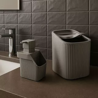 Kit Pia Cozinha Porta Detergente e Lixeira 3 Litros Usual Utilidades