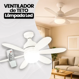 Ventilador Luminária LED 6 Pás Soquete E27 3 Cores
