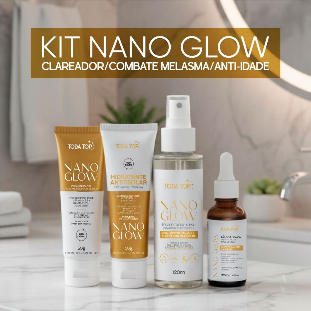 Kit 4 Produtos Skincare Clareador (sérum, gel de limpeza, tônico e hidratante)