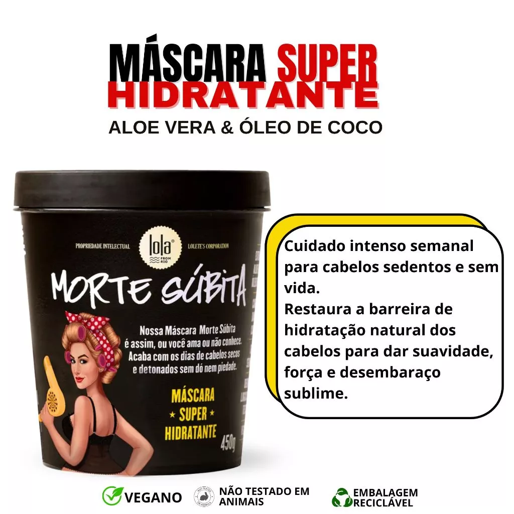 Morte Súbita Lola Máscara Super Hidratante 450g | Vegana | Hidratação | Nutrição