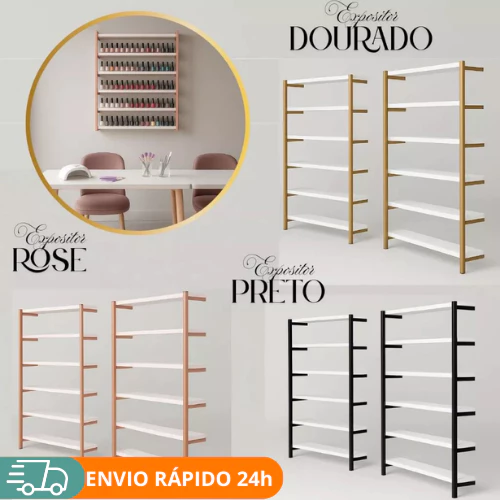 Kit 2 Expositor de Esmalte Para Aproximadamente 500 Cores Rose Gold Preto e Dourado