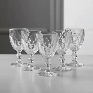 Jogo de 6 Taças de Vidro Diamond 340ml Transparente