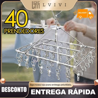 Varal 40/30/20 Clips Inox Prendedores Pratico E Retrátil Cabide Para Roupas Intimas Para P