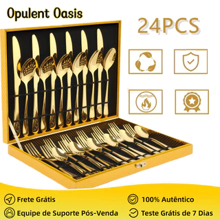 Opulent Oasis Kit Jogo Talheres Inox 24pçs Slim faqueiro Em Aço para cozinha utensílios d