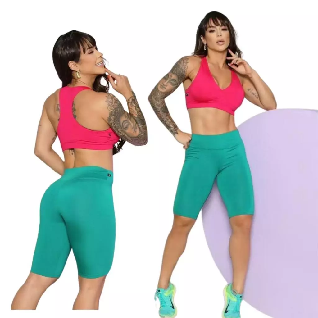 kit 2 Bermuda Ciclista Suplex Feminina Fitnes Academia Lisa Plus Size Básica Dança Pilates Caminhada Passeio