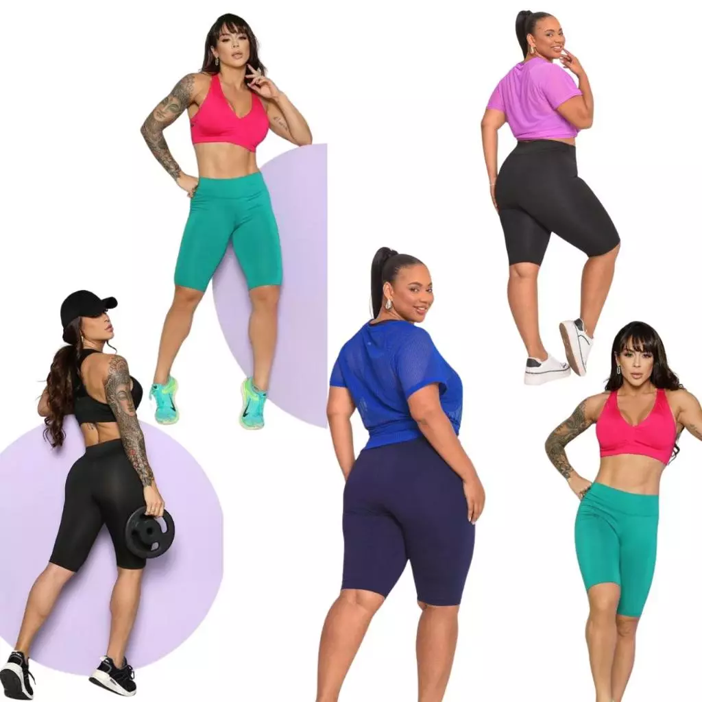 kit 5 Bermuda Ciclista Suplex Feminina Fitnes Academia Lisa Plus Size Básica Dança Pilates Caminhada Passeio