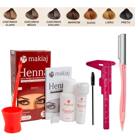 Kit Henna para Sobrancelha com Régua e Lâmina de Design