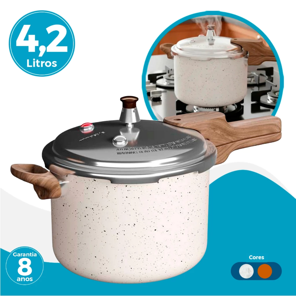 Panela De Pressão 4,2L Indução Alumínio Cerâmica e Antiaderente PressCook Mimo Style