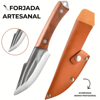 Faca de Desossa Profissional Forjada Artesanal com Bainha Ideal para Churrasco e Preparos