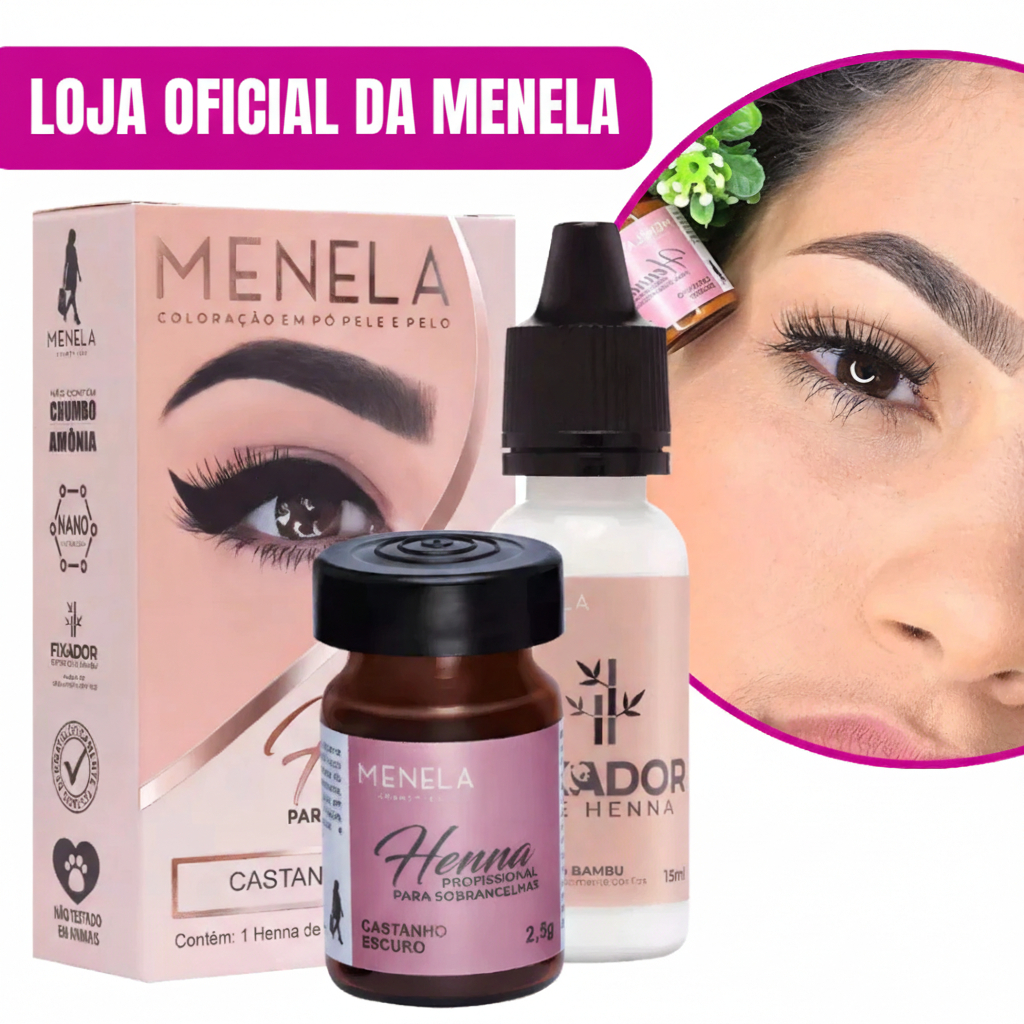 Henna Menela Profissional para Designer de Sobrancelhas Escolha Sua Cor 2,5g - Com Fixador