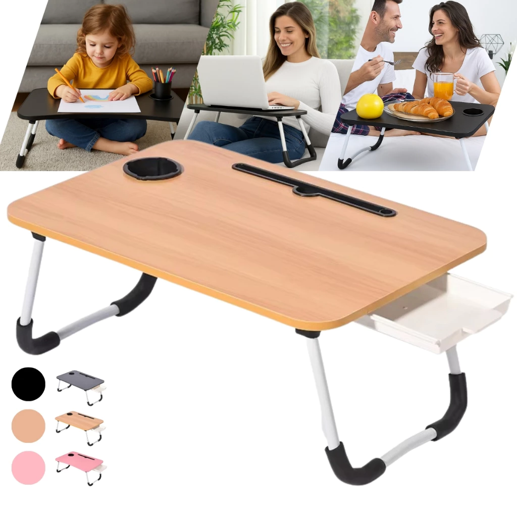 Mesa Dobrável para Notebook Portátil Articulada Mdf Suporte para Laptop Cama Estudo Porta Tablet