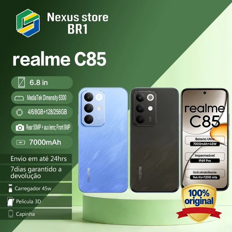 Celular Realme C85 Celular Chip Dimensity 6300 IP69 Pro - Resistente a Água Bateria 7000mAh + Carga Rápida 45W