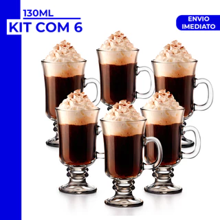 Jogo 3 ou 6 Peças Canecas Capuccino Nespresso Em Vidro Irish Coffee 130ml/230ml Chocolate
